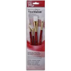 Brushes Princeton Real Value Brush Set 9120, White Taklon, Short Handle, Set of 4