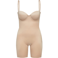 Spanx Womens Beige Convertible Strapless Cupped Mid-Thigh Bodysuit
