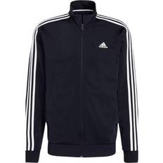 Blue - Men Jackets Adidas Essentials Warm-Up 3-Stripes Track Jacket Men - Legend Ink/White