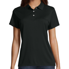 S - Women Polo Shirts Hanes Sport FreshIQ Cool Dri Performance Polo Shirt Women - Black