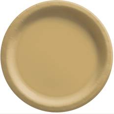 Amscan 6.75 in. x 6.75 in. Gold Round Paper Plates (200-Pieces)