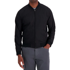 Haggar Stretch Gabardine Solid Full Zip Bomber Jacket - Black