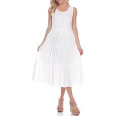 White Mark Women's Tiered Midi Dress - White