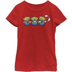 Fifth Sun Girl's Toy Story Christmas Candy Cane Alien T-shirt - Red (PXTS00164GTS)