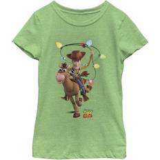 Fifth Sun Girl's Toy Story Christmas Light Woody Lasso T-shirt - Green Apple (PXTS00185GTS)