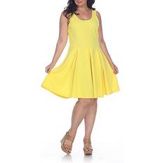 Short Dresses - Yellow White Mark Women's Pleated Fit & Flare Dress Plus Size - Yellow