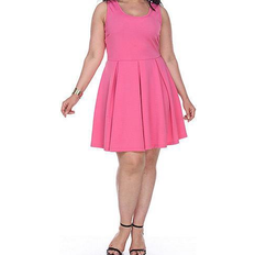 White Mark Women's Pleated Fit & Flare Dress Plus Size - Fuchsia