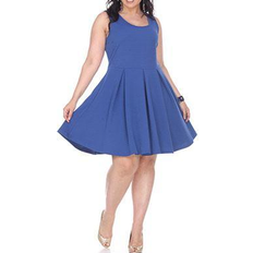 White Mark Women's Pleated Fit & Flare Dress Plus Size - Royal