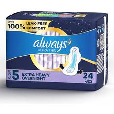 Always Ultra Thin Overnight Pads with Wings Size 4 Overnight 96 Count