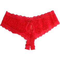 Hanky Panky Signature Lace Crotchless Cheeky Hipster - Red