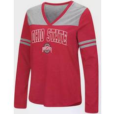 Colosseum Athletics Ohio State Buckeyes Dual Blend Logo LS V-Neck T-Shirt W