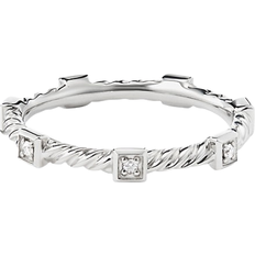 David Yurman Cable Collectibles Cable Stack Ring - White Gold/Diamonds