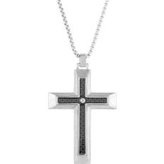 Lynx Cross Pendant Necklace - Silver/Transparent