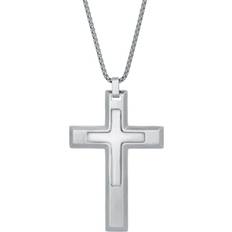 Men - Stainless Steel Charms & Pendants Lynx Cross Pendant - Silver