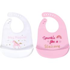 Luvable Friends Baby Waterproof Bibs Sparkle Like a Unicorn 2-pack