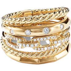 David Yurman Stax Wide Ring - Gold/Diamonds