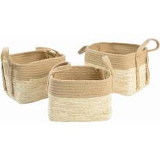 Innredningsdetaljer Dkd Home Decor Set of Baskets Jute Fibre Cottage (3 pcs) (36 x 30 x 23 cm) Kurv