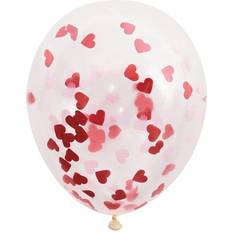 Unique Party Latex Heart Valentine's Day Confetti Balloons, 16 in, Red & Pink, 5ct