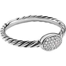 David Yurman Large Cable Hoop Earrings - Silver/Diamonds