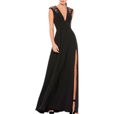 Mac Duggal V-Neck A-Line Gown - Black