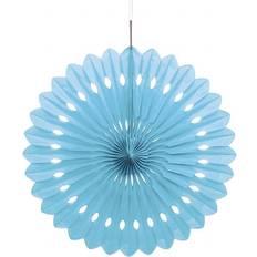 Unique Party Tissue Paper Fan Decoration, 16 in, Light Blue, 1ct