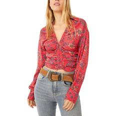 Free People I Got You Floral-Print Smocked Cropped Top - Ruby Combo