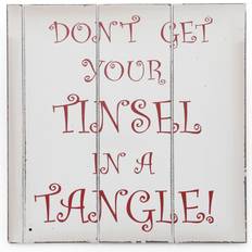 Christmas Shop Dont Get Your Tinsel In A Tangle Sign (One size (24cm X 24cm) (White Red)