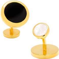 Cufflinks Inc Double Sided Round Beveled Cufflinks - Gold/Mother of Pearl/Onyx