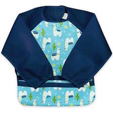 Green Sprouts Snap & Go Easy Wear Long Sleeve Bib Aqua Llamas