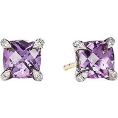 David Yurman Châtelaine Stud Earrings - Silver/Gold/Diamonds/Purple