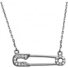 Adornia Safety Pin Necklace - Silver/Transparent