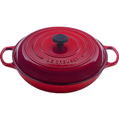 Cast Iron Shallow Casseroles Le Creuset Cerise Signature with lid 4.73 L 33.02 cm