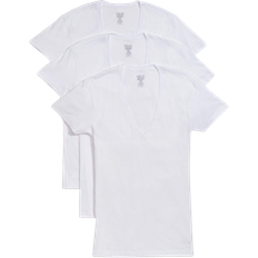 White Shapewear & Under Garments 2(X)IST Essential Cotton Slim Fit Deep V Neck T-shirt 3-pack - White