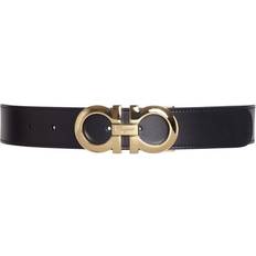 Ferragamo Men Clothing Ferragamo Men's Reversible Double-Gancini Leather Belt - Black