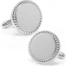 Cufflinks Inc Rope Border Round Engravable Cufflinks - Silver