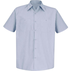 Red Kap Stripe Industrial Stripe Work Shirt - Light Blue/Navy