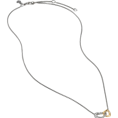 David Yurman Cable Collectibles Double Heart Necklace - Silver/Gold