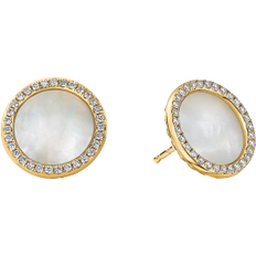 David Yurman Elements Button Earrings - Gold/White/Diamonds