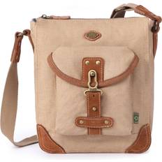 TSD Brand Dolphin Canvas Crossbody Bag - Beige