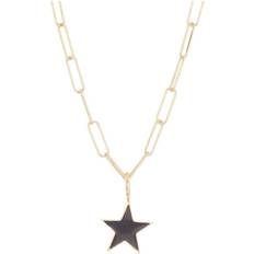 Adornia Star Paper Clip Chain Necklace - Gold/Black