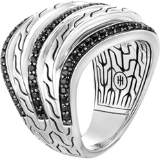 John Hardy Carved Chain Multi Row Ring - Silver/Sapphire