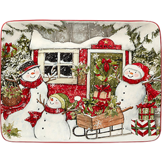 Red Serving Platters & Trays Certified International Snowman's Farmhouse Serving Platter & Tray