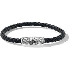 Chevron Woven Rubber Bracelet - Silver/Black