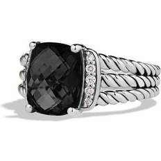 Black Rings David Yurman Petite Wheaton Ring - Silver/Diamonds/Onyx