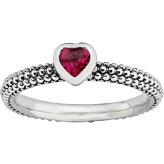 Stacks & Stones Lab Created Heart Stack Ring - Silver/Ruby