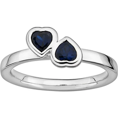 Stacks & Stones Lab-Created Heart Stack Ring - Silver/Sapphire