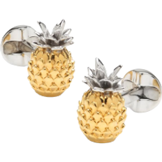 Gold - Men Cufflinks Cufflinks Inc Pineapple 3D Cufflinks - Silver/Gold