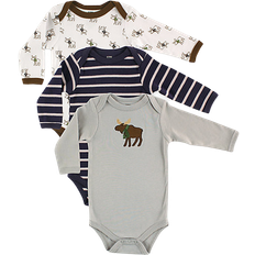 Hudson Long Sleeve Cotton Bodysuits 3-pack - Moose (10155128)