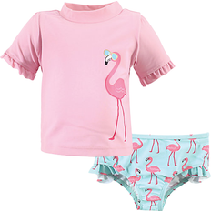 Hudson Infant Girl Swim Rashguard Set - Flamingo