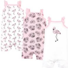Hudson Baby Cotton Rompers 3-pack - Painted Flamingo (10152663)